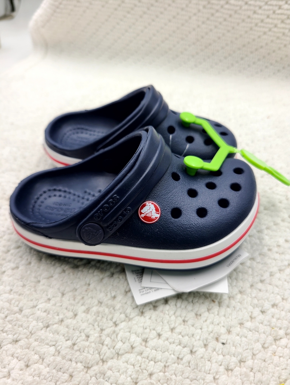 CROCS Navy Kids Clogs with Red & White Stripe